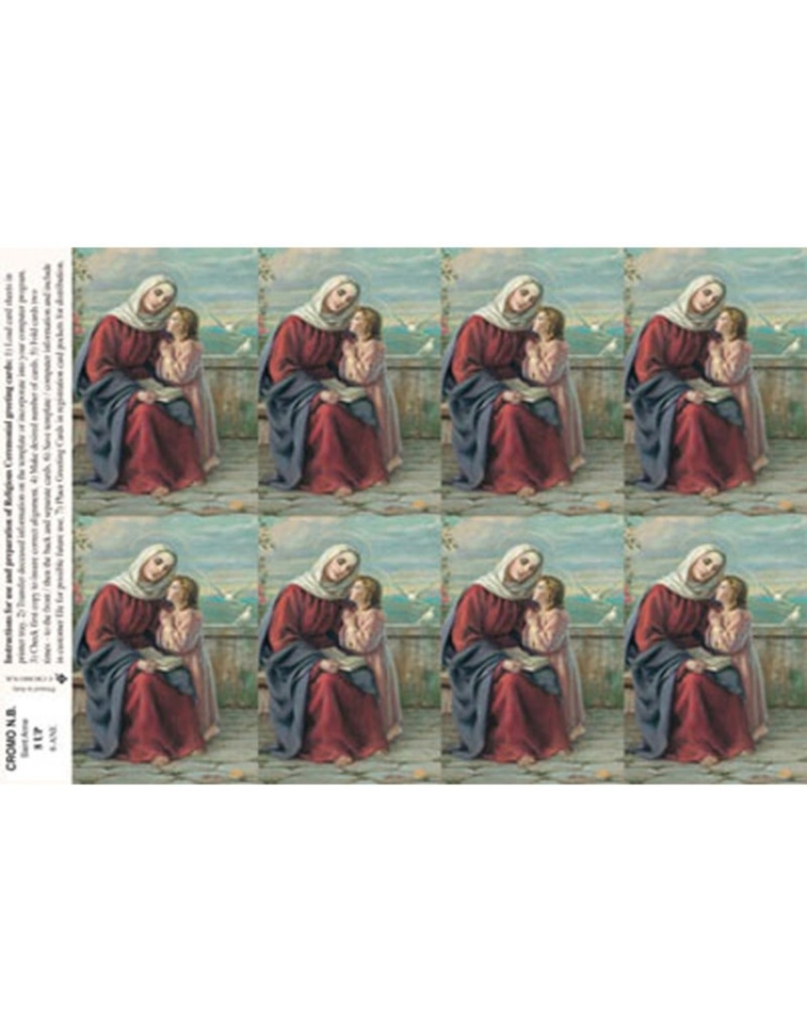 San Francis Holy Cards - Laser - St. Anne (Sheet of 8)