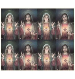 San Francis Holy Cards - Laser - Sacred & Immaculate Hearts (Sheet of 8)