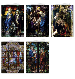 Nelson Art Boxed Set of 25 Christmas Cards - Stained Glass