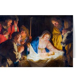 Nelson Art Boxed Set of 25 Christmas Cards - Adoration of the Shepherds by Gerard van Honthorst