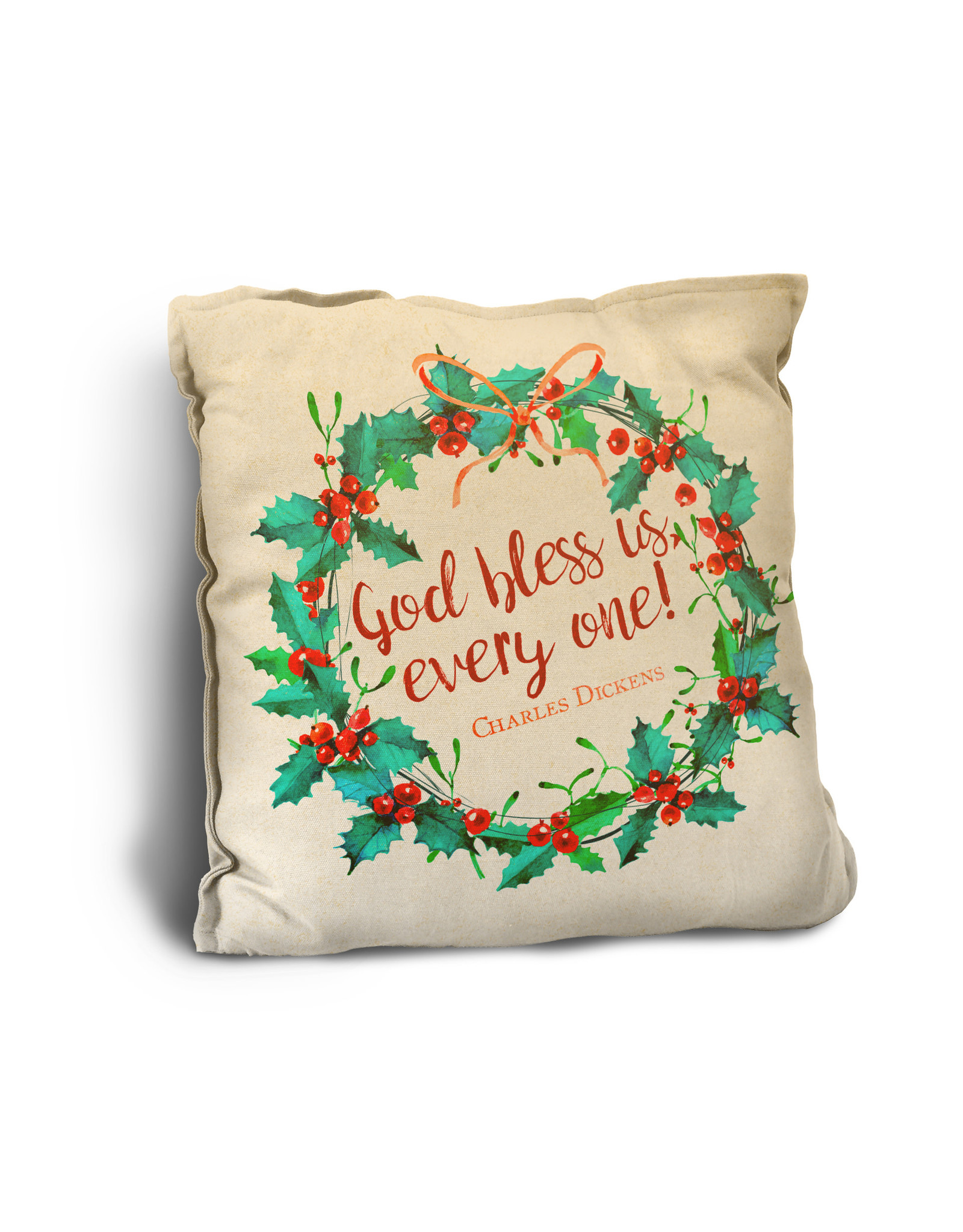 Nelson Art Pillow - "God Bless Us, Every One" Rustic