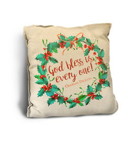 Nelson Art Pillow - "God Bless Us, Every One" Rustic