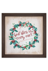 God Bless Us Rustic Framed Quote 8x8