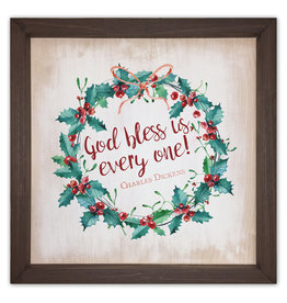 Nelson Art God Bless Us Rustic Framed Quote Picture 8x8