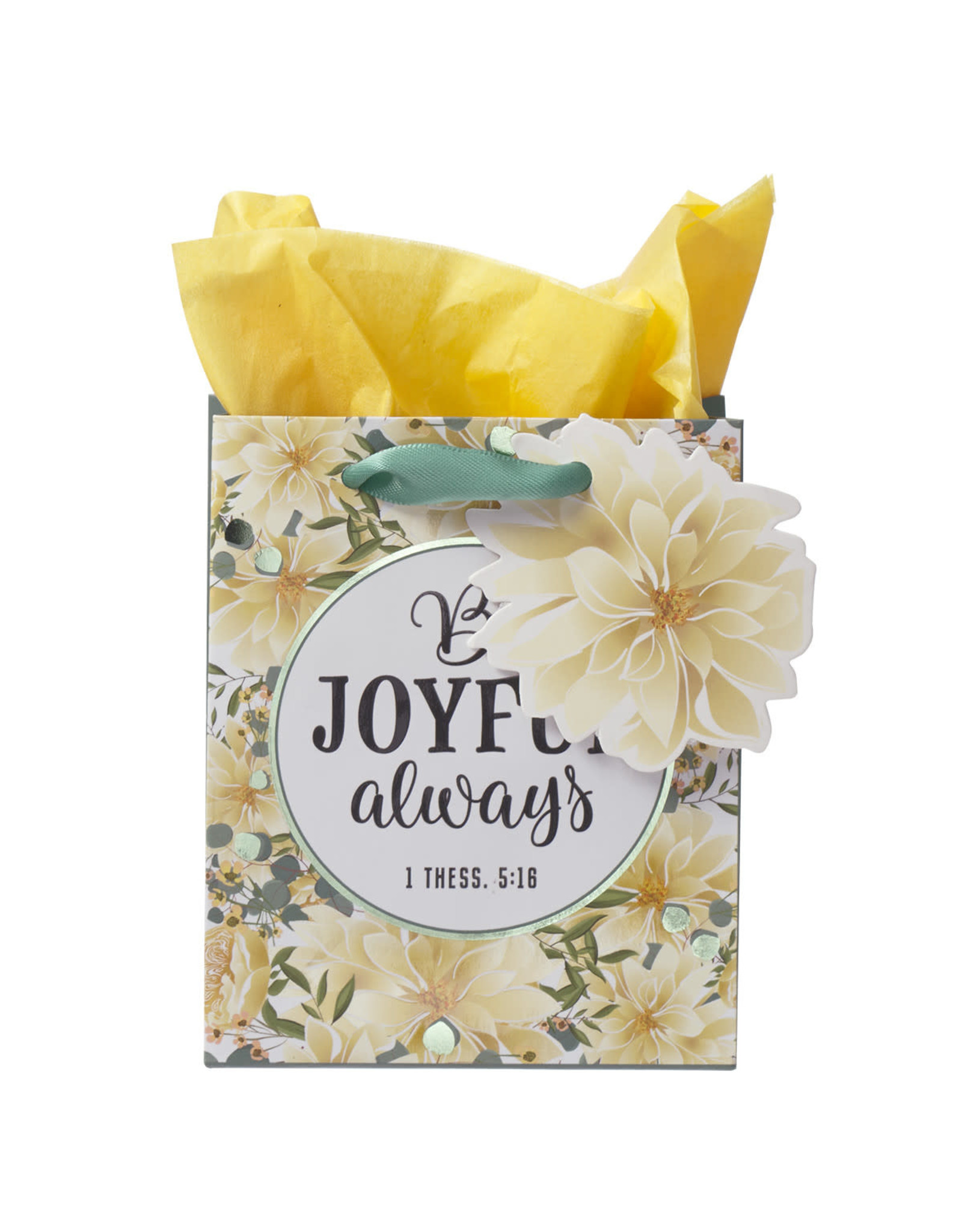 Christian Art Gifts Gift Bag – Be Joyful Always , 1 Thessalonians 5:16 (Extra Small)