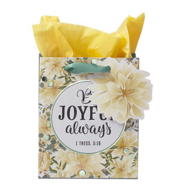 Christian Art Gifts Gift Bag – Be Joyful Always , 1 Thessalonians 5:16 (Extra Small)