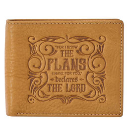 Christian Art Gifts I Know The Plans Golden Tan Genuine Leather Wallet - Jeremiah 29:11