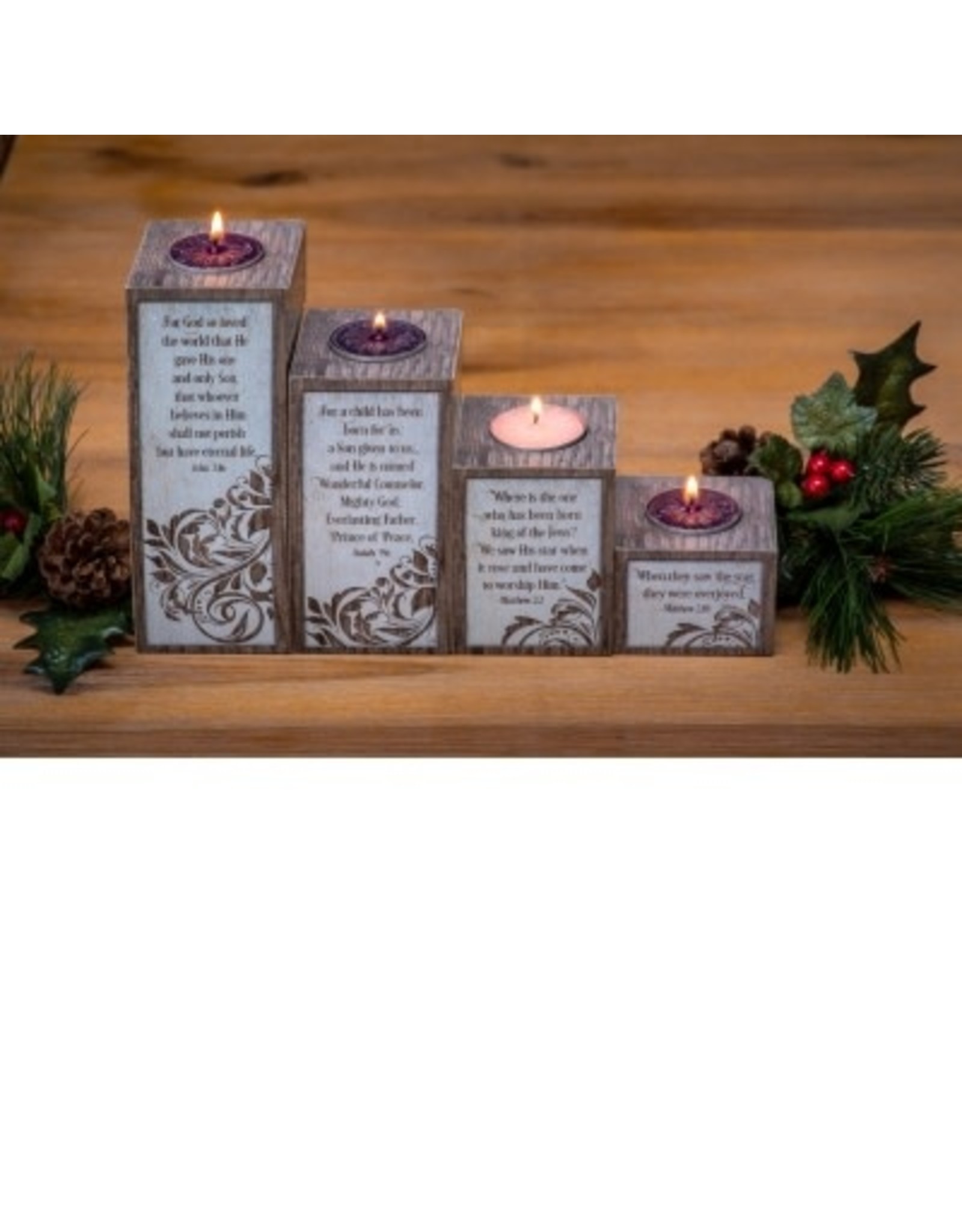 Advent Wreath (Candle Pillar Set for Tealights) Love, Hope, Peace, Joy