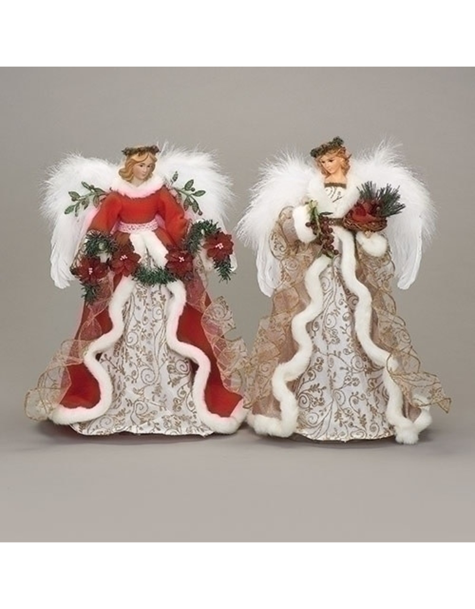 Tree Topper - 18" Angel Red & Green Floral Accents