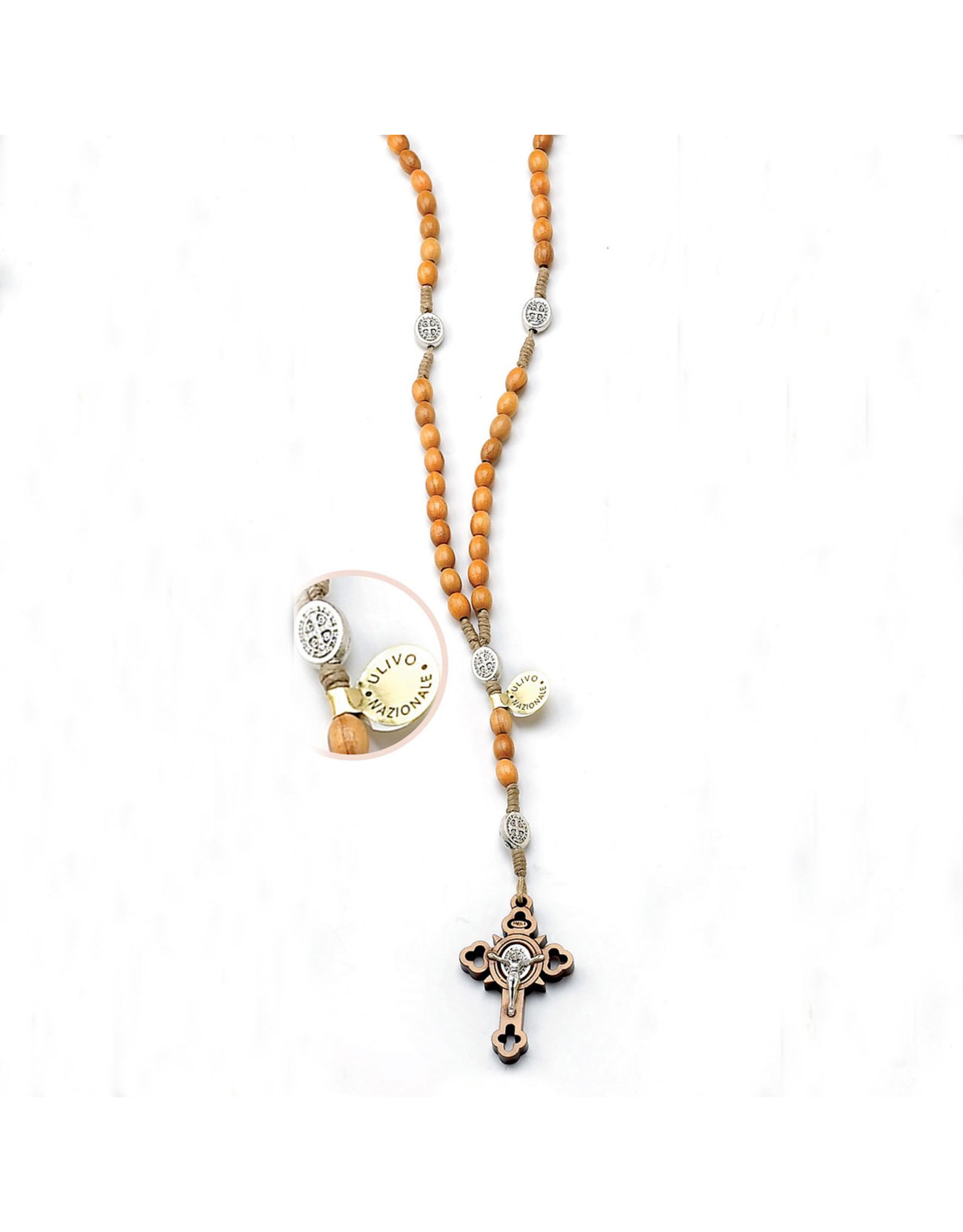Olive Wood St. Benedict Cord Rosary