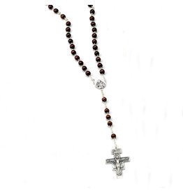 Tuscan Hills Dark Wood Rosary with St. Francis Center & San Damiano Cross