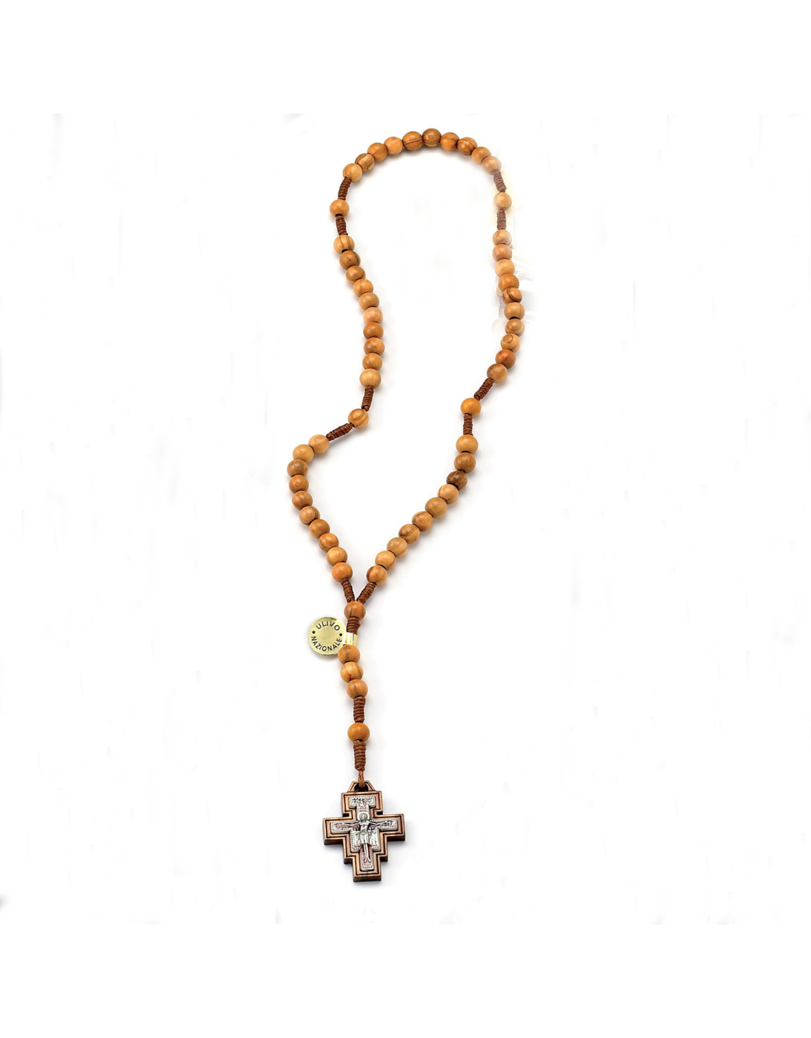 Tuscan Hills Light Wood Corded Rosary with San Damiano Cross