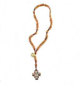 Tuscan Hills Cord Rosary with San Damiano Cross - Light Wood