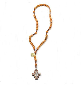 Tuscan Hills Light Wood Corded Rosary with San Damiano Cross