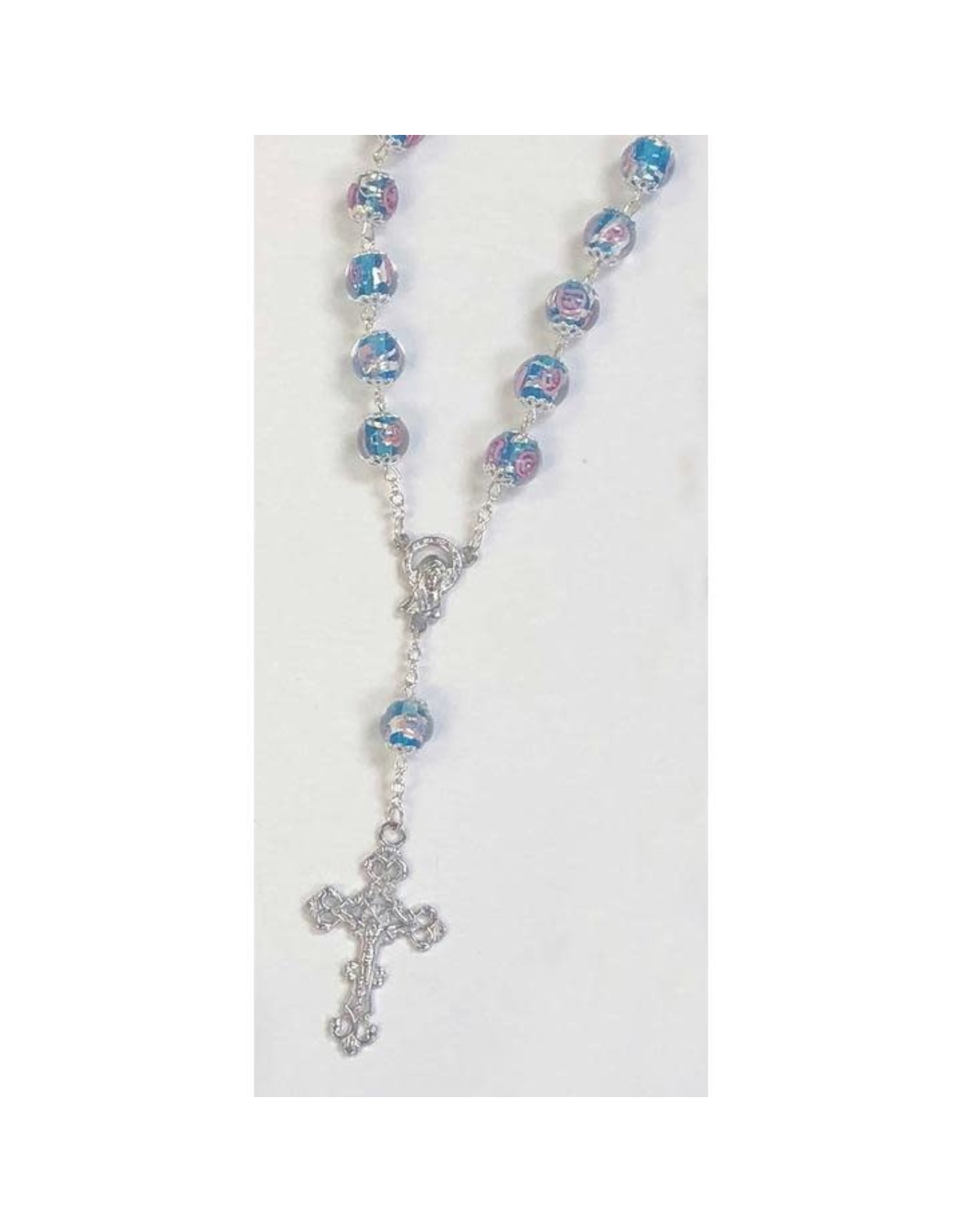 Lumen Mundi Auto Rosary - Light Blue Floral