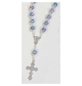 Lumen Mundi Auto Rosary - Light Blue Floral