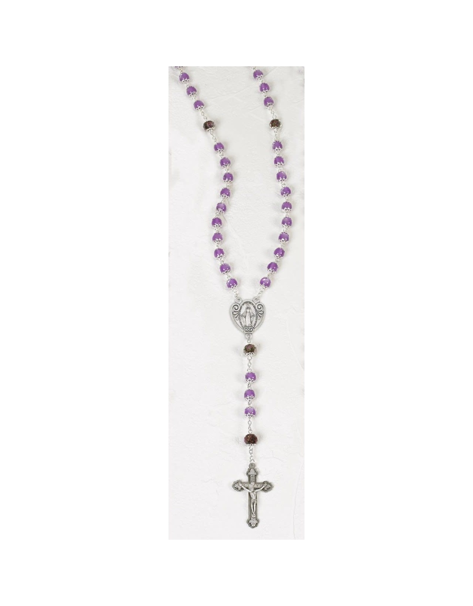 Lumen Mundi Violet Rosary with Genuine Crystal Our Father Beads