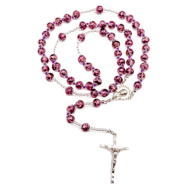 Tuscan Hills Rosary  - Amethyst Genuine Murano Glass with Handknotted Sommerso Beads