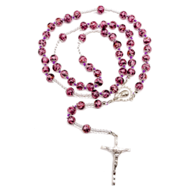 Tuscan Hills Rosary  - Amethyst Murano Glass with Handknotted Sommerso Beads