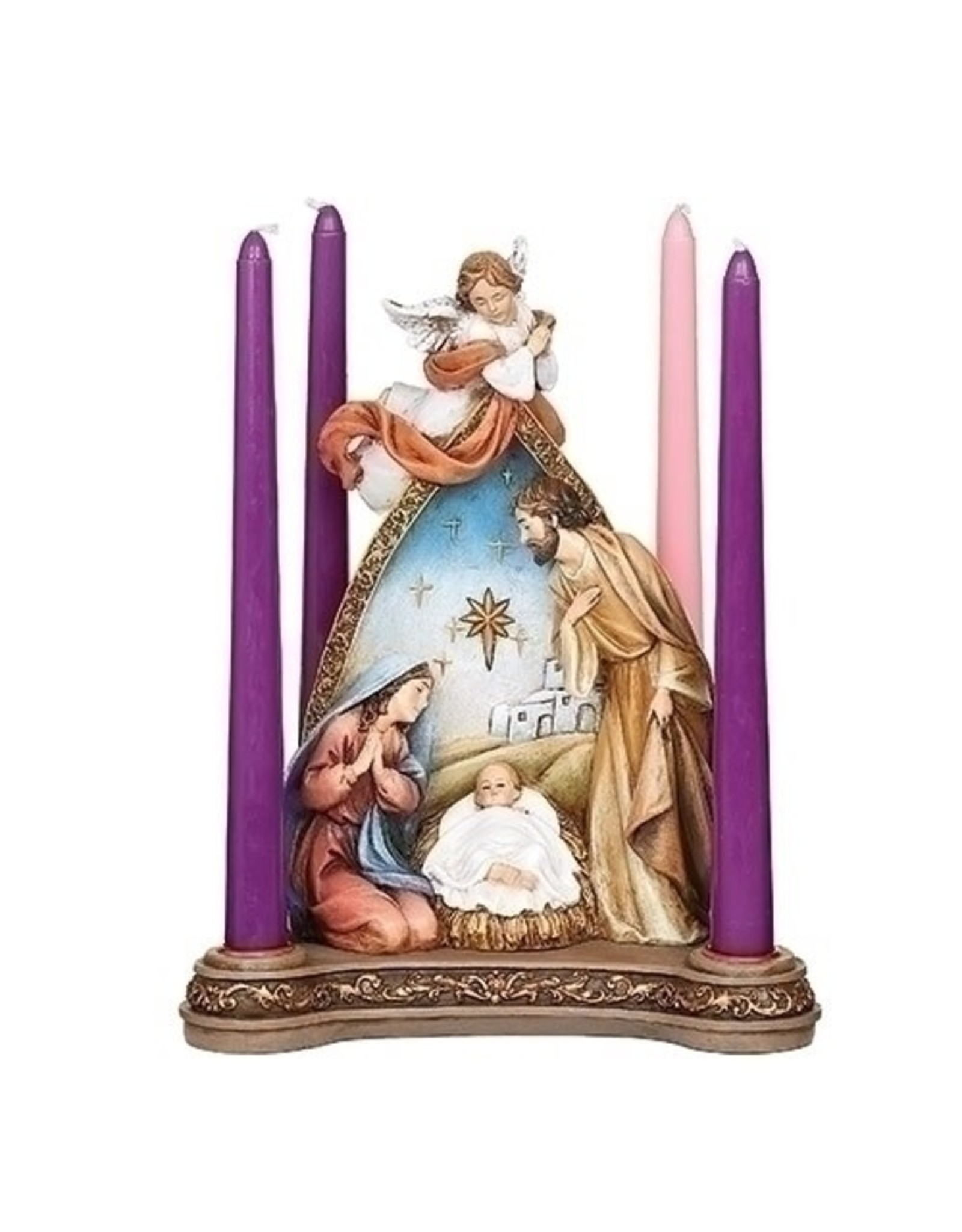 Advent Wreath (Candleholder) Angel over Holy Family