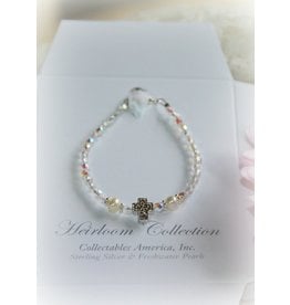Collectables America the Studio Baby Bracelet Freshwater Pearls/Crystals 5" Rhodium Finish Cross
