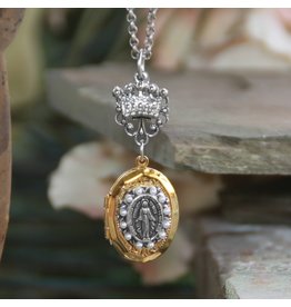 Locket - Mary with Pearls and Crown Necklace