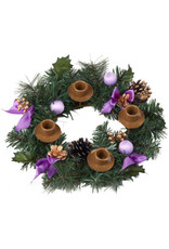 Vermont Christmas Company Advent Wreath (Candleholder) Greenery/Purple Ribbon
