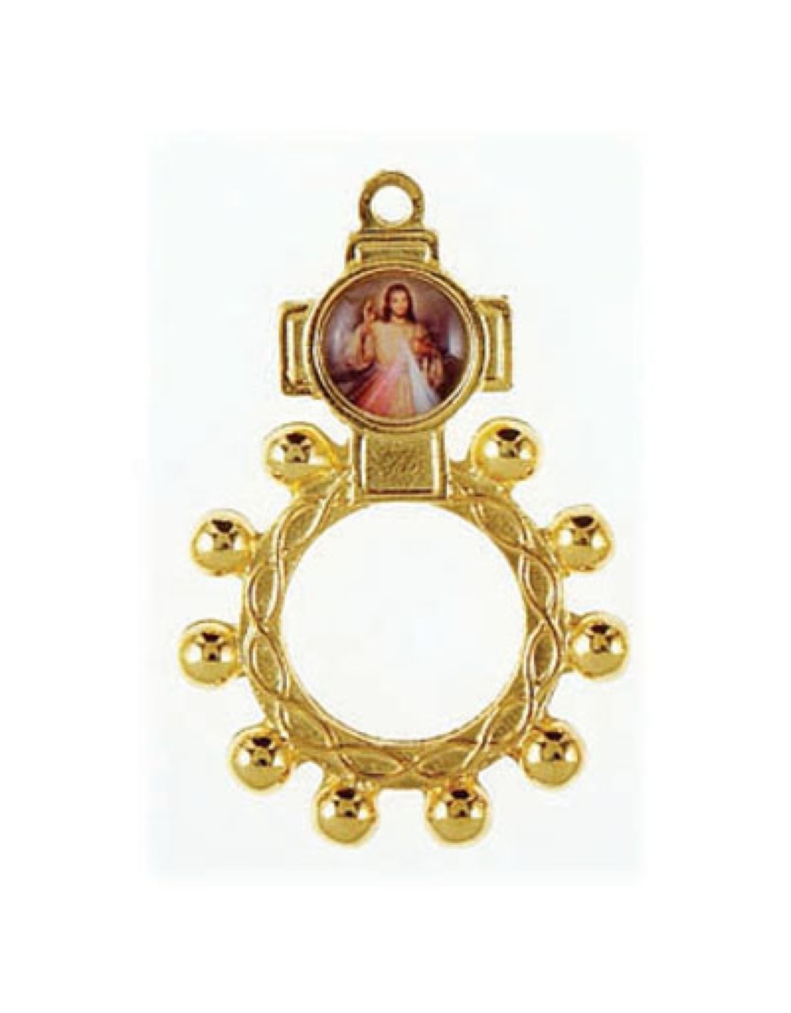 San Francis Finger Rosary - Divine Mercy, Gold