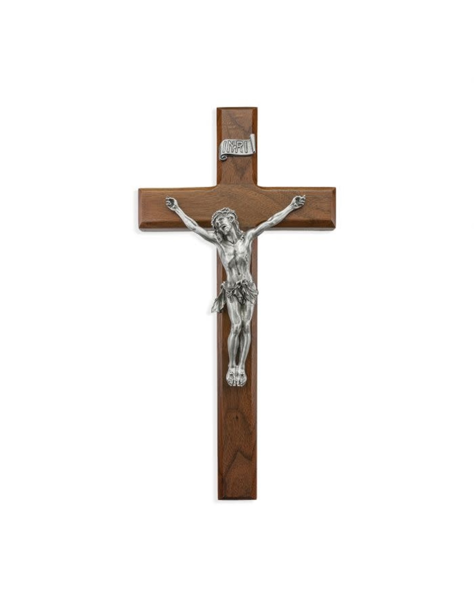 Hirten Crucifix Walnut/Pewter 12"