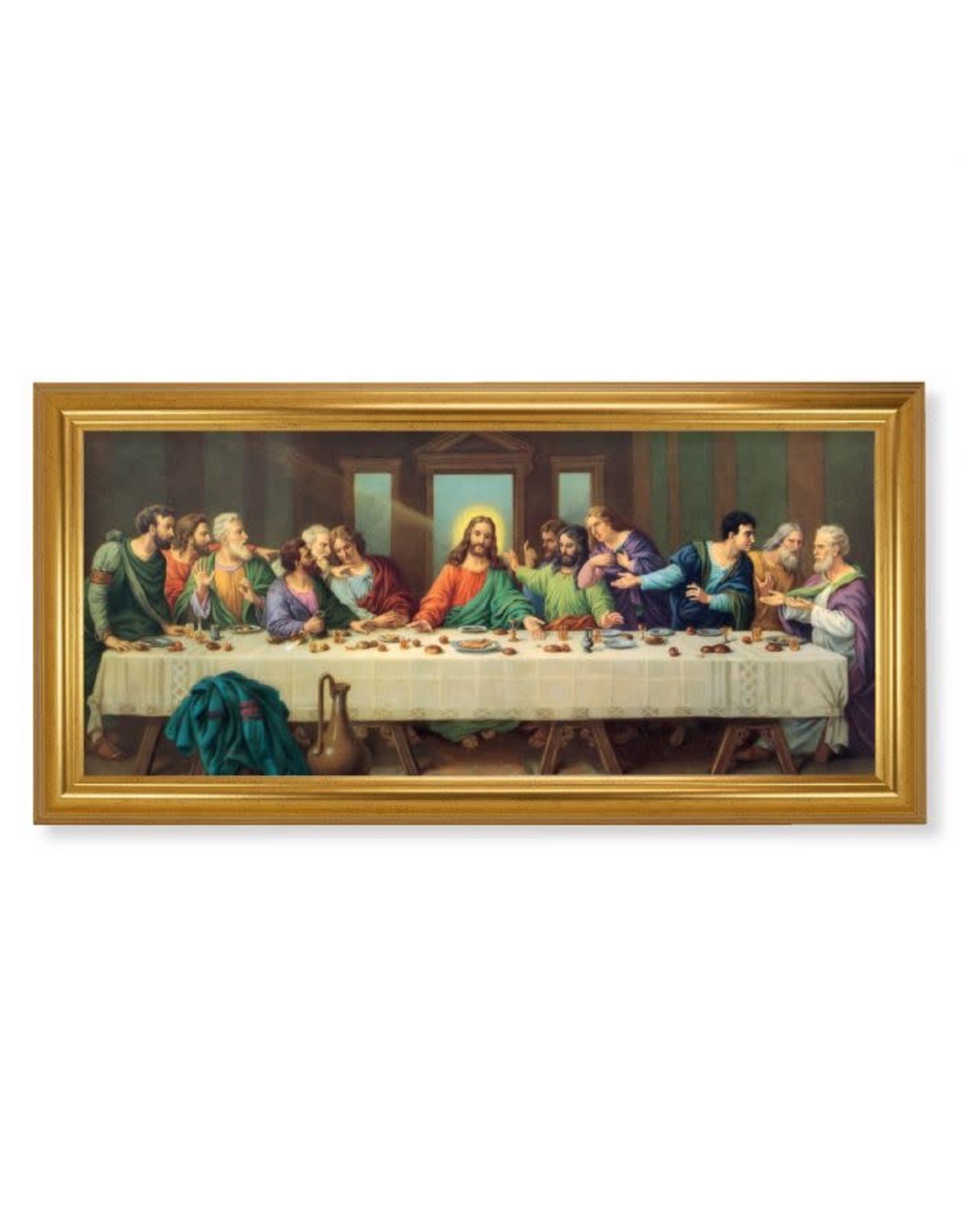 Hirten Picture - Last Supper, Zabateri, Gold Crackle Frame (12x26)