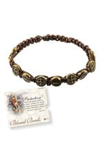 Rosary Bracelet "Protection" Bronze Beads with Brown Cord