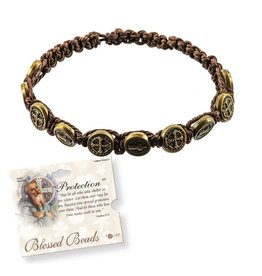 Hirten Rosary Bracelet "Protection" Bronze Beads with Brown Cord
