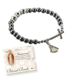 Rosary Bracelet "Innocence" Hematite with Silver Beads