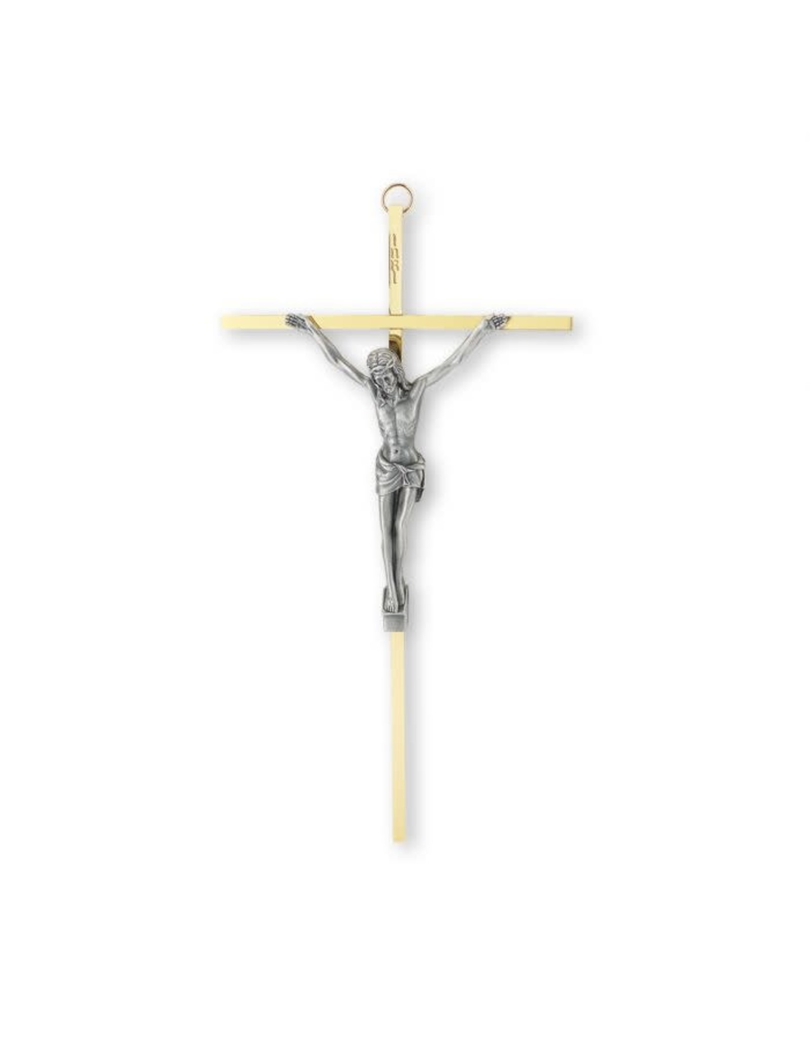 Hirten Crucifix - Brass with Antique Silver Corpus (10")