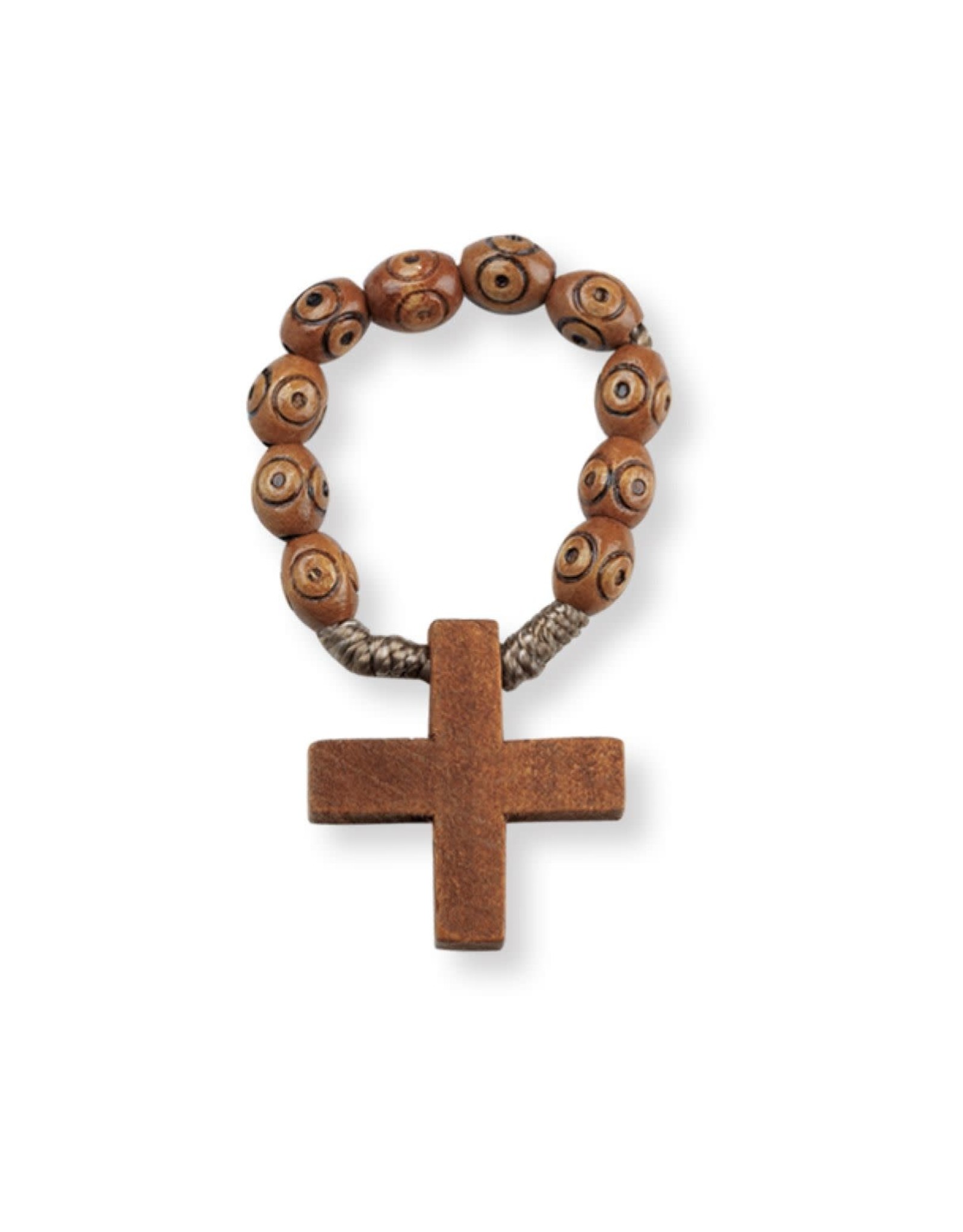 Hirten Light Brown Wood Rosary Ring