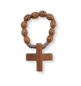 Hirten Light Brown Wood Rosary Ring