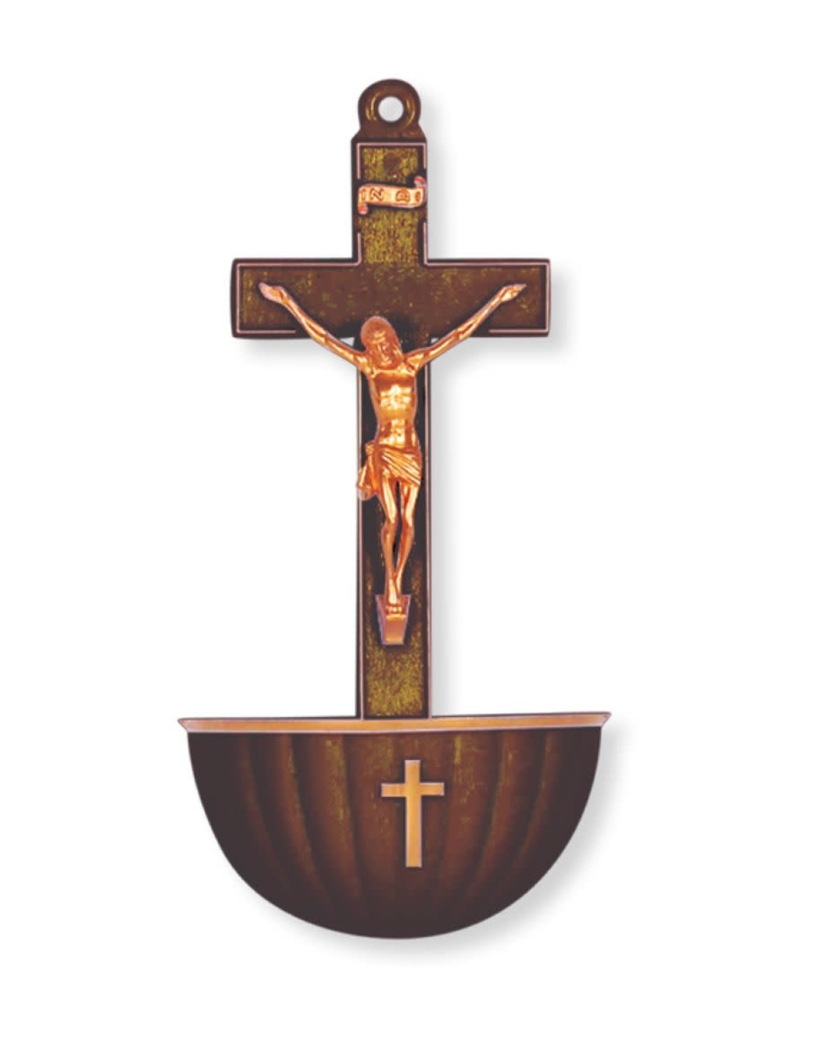 Holy Water Font - Brown Crucifix