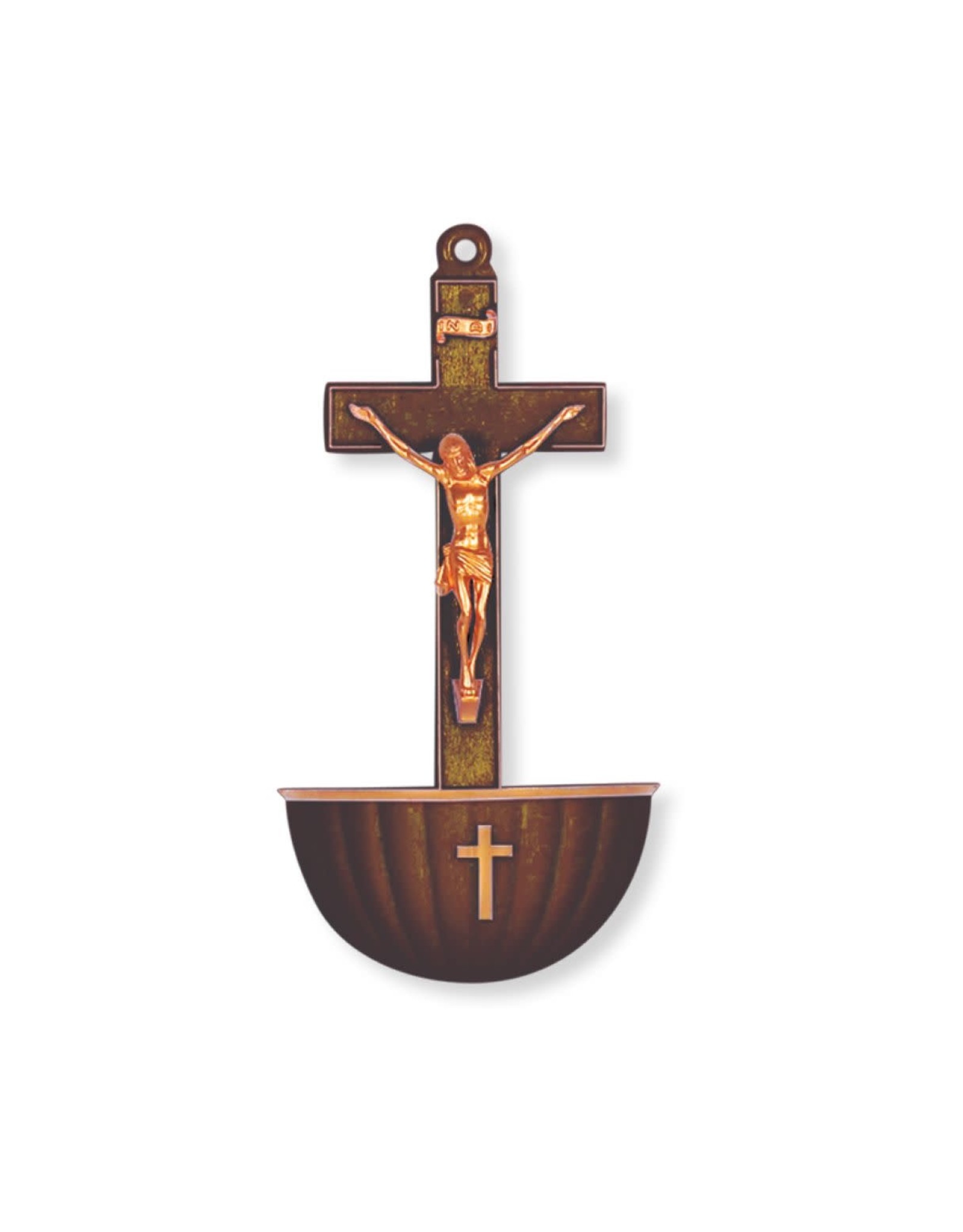 Hirten Plastic Holy Water Font - Brown Crucifix