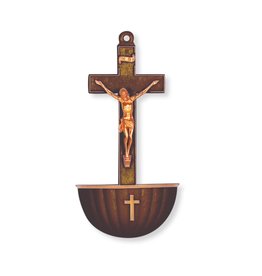 Hirten Holy Water Font - Bronze-Colored Plastic Crucifix