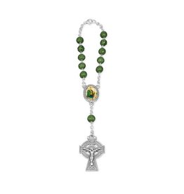Auto Rosary - St. Patrick - Green Wood