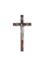 Hirten Crucifix - 10" Walnut  with Antique Silver Plated Corpus