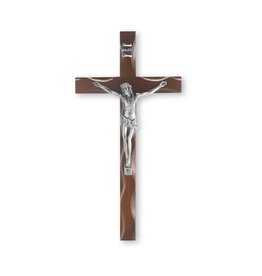 Hirten Crucifix - Walnut with Antique Silver Plated Corpus (10")