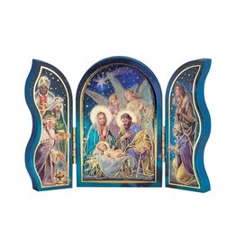 Hirten Nativity with Two Angels Natural Wood Triptych