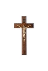 Hirten Crucifix -  Walnut Cross with Gold Corpus (7")