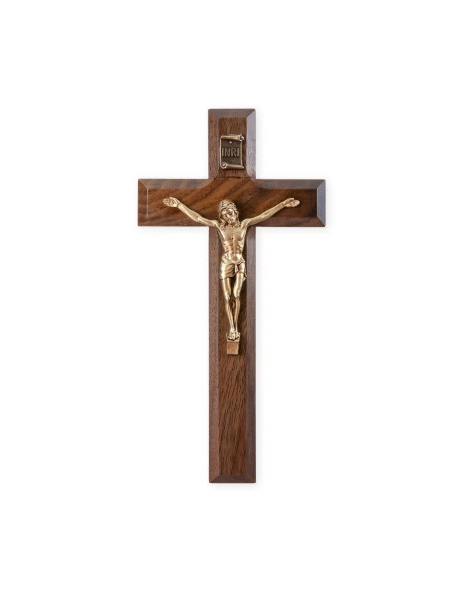 Hirten Crucifix -  Walnut Cross with Gold Corpus (7")