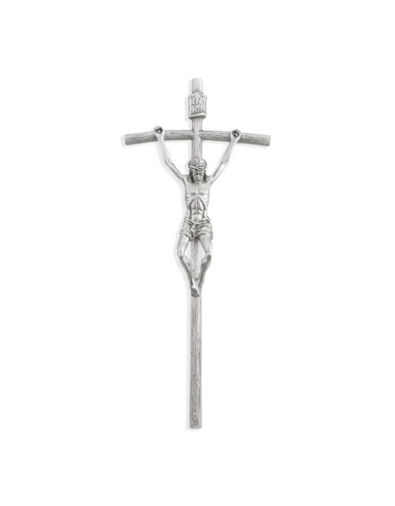 Hirten Papal Rustic Crucifix - Pewter (8")