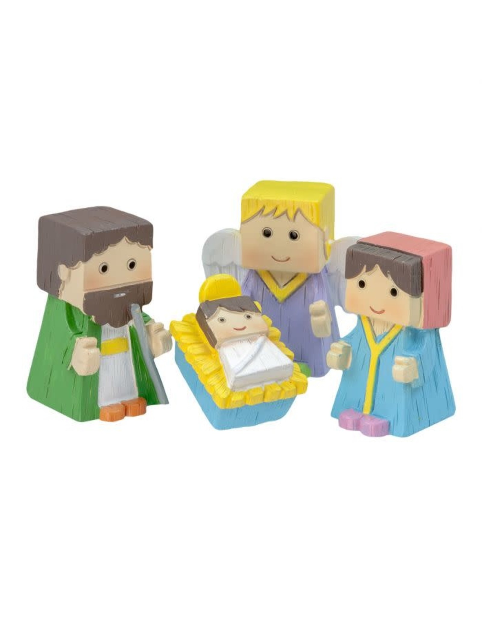 Hirten Nativity Set Block People, 4-Piece, 1-1/2"