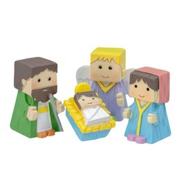 Hirten Nativity Set Block People, 4-Piece, 1-1/2"