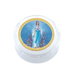 Hirten Rosary Box - Our Lady of Lourdes, Gold Trim, Clear