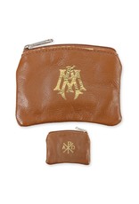 Hirten Rosary Case - Brown Sheepskin Leather with Velveteen Lining, Zip
